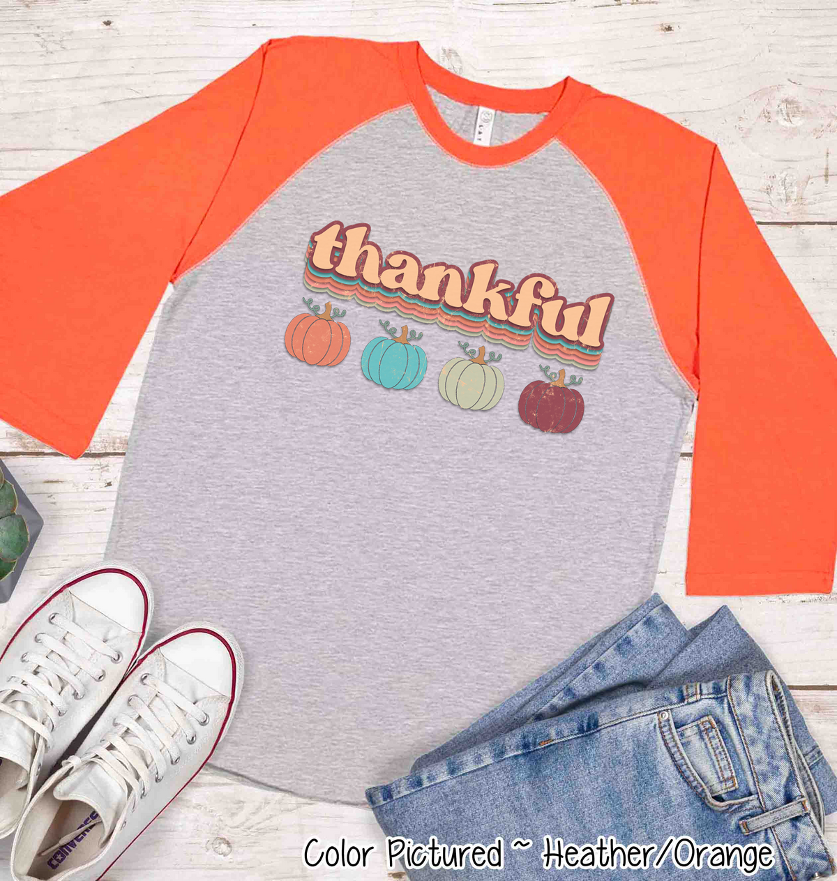 Retro Fall Thankful Raglan Tee