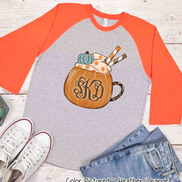 Pumpkin Spice Monogram Mug Raglan Tee