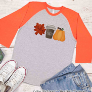Leaf's, Latte's, & Pumpkin's Monogram Raglan Tee