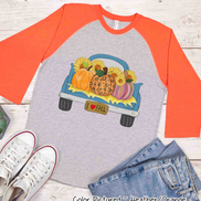 Vintage Truck full of Pumpkins Fall Raglan Tee