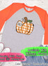 Orange Plaid Country Pumpkin Monogram Raglan Tee