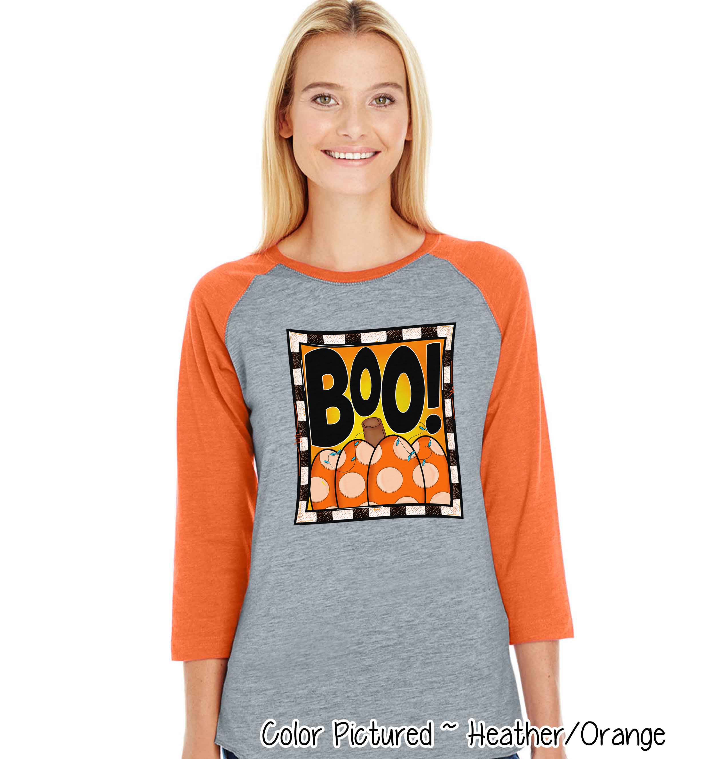 Boo Pumpkin Cute Halloween Raglan Tee