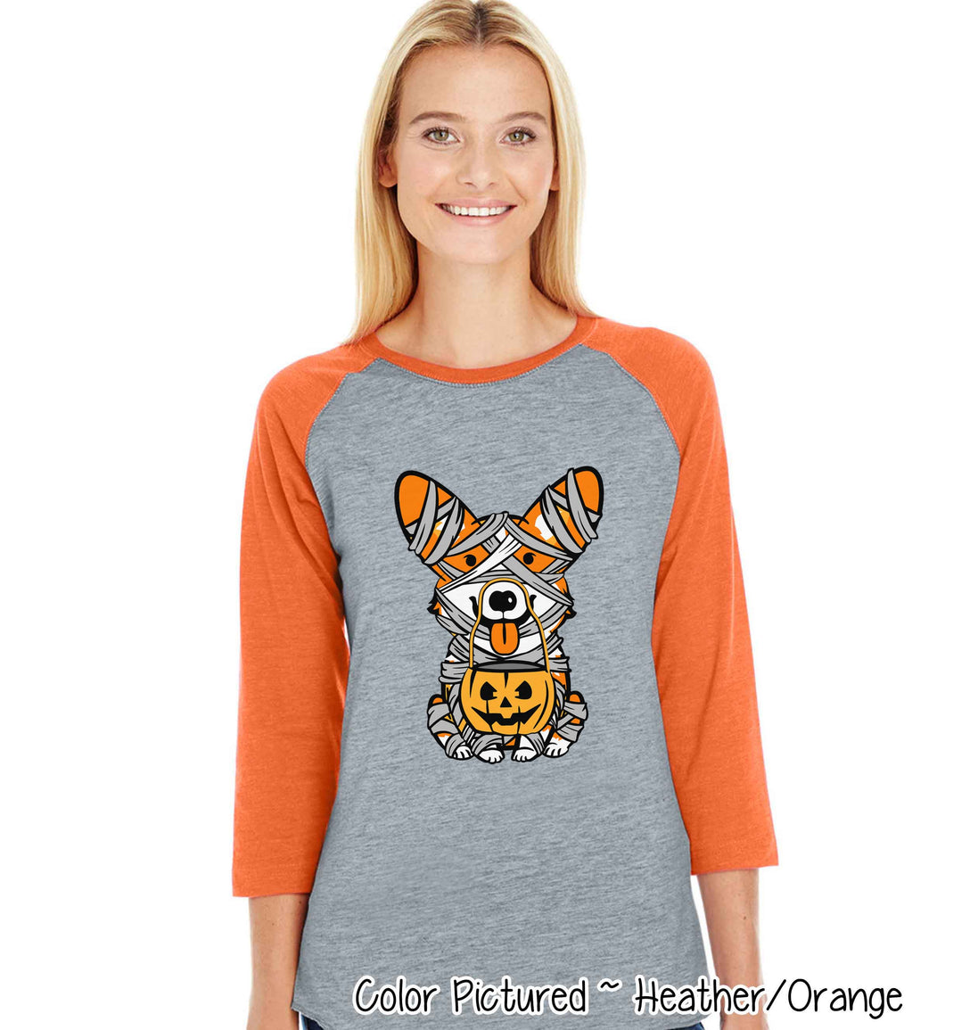 Corgi Dog Lover Halloween Raglan Tee