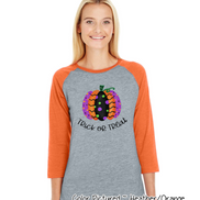 Halloween Fancy Pumpkin Trick or Treat Raglan Shirt