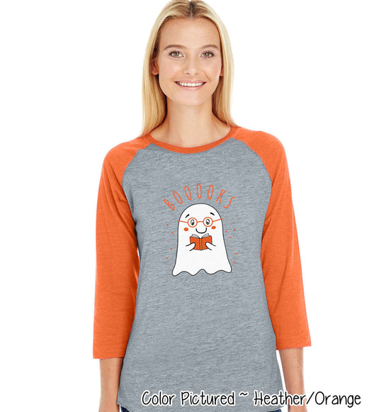 Booooooks Boy Ghost Halloween Raglan Tee