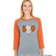 Boo Ghost Halloween Raglan Tee