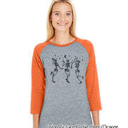 Dancing Skelatons Halloween Raglan Tee