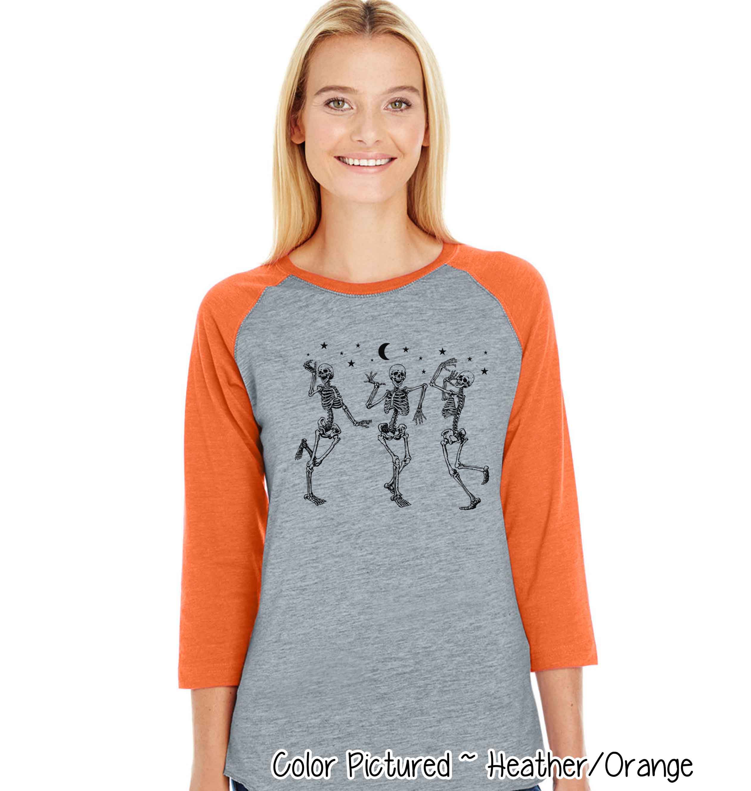 Dancing Skelatons Halloween Raglan Tee
