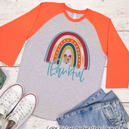 Thankful Fall Rainbow Monogram Raglan Tee