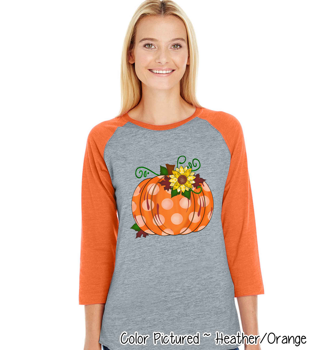 Polka Dot Pumpkin Fall Raglan Tee