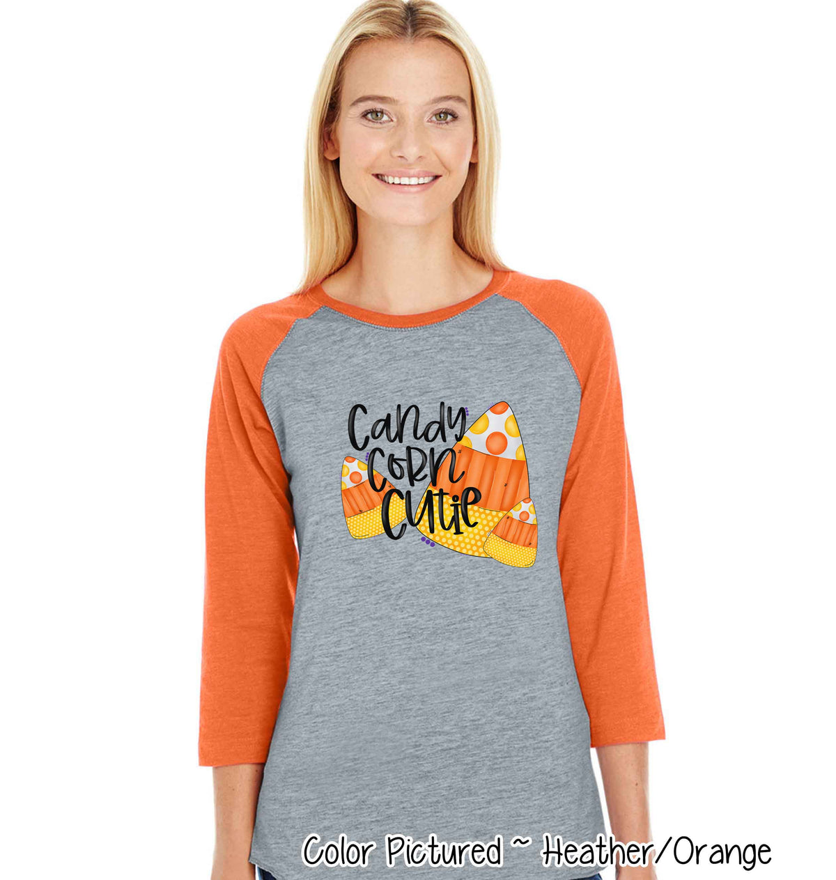 Candy Corn Cutie Trio Halloween Raglan Tee