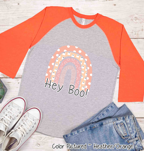Halloween Rainbow Hey Boo! Raglan Shirt