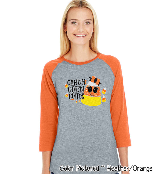 Candy Corn Cutie Halloween Raglan Tee