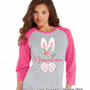 Floral Bunny Ears & Feet with Grandma Easter Raglan Tee