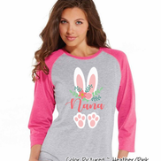 Floral Bunny Ears & Feet with Nana Easter Raglan Tee