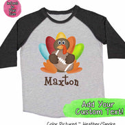 Personalized Turkey with Football Raglan Tee