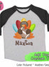 Personalized Turkey with Football Raglan Tee