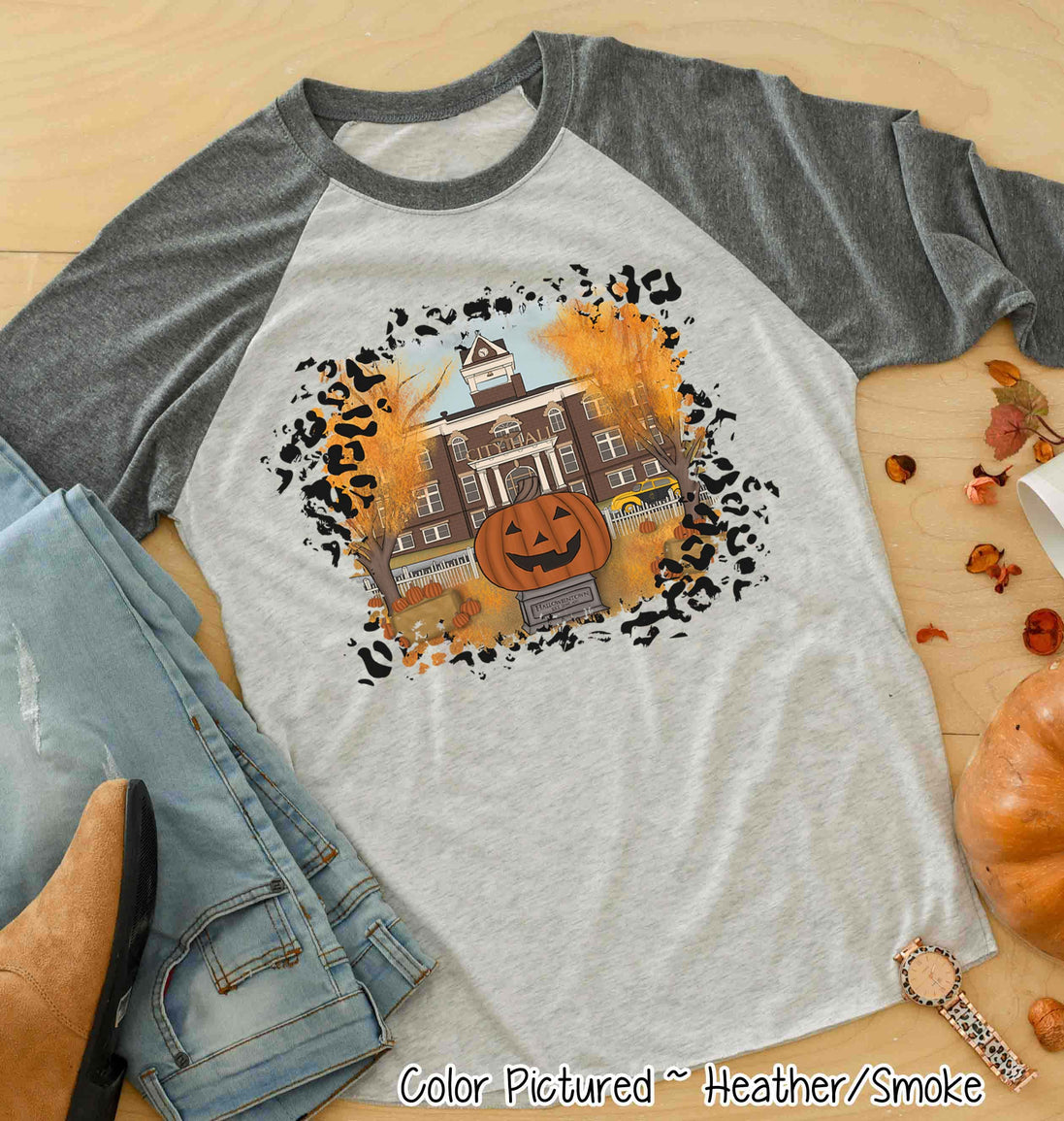 Halloweentown Leopard Halloween Raglan Tee