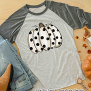 White Polka Dot Pumpkin Raglan Shirt
