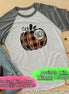 Orange & Black Plaid Monogram Pumpkin Raglan Tee