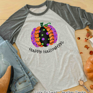 Halloween Fancy Pumpkin Happy Halloween Raglan Shirt