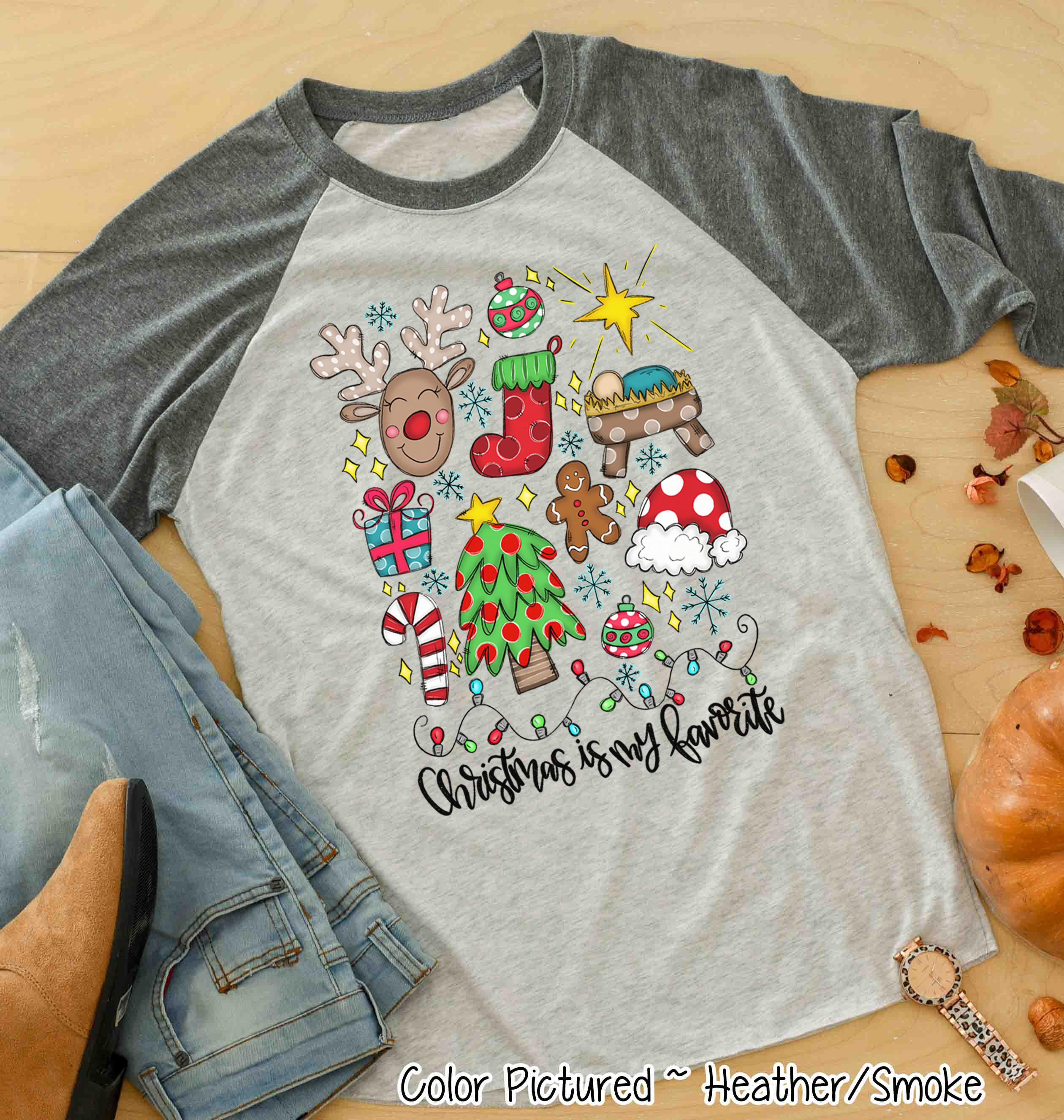 Christmas is My Favorite Christmas Icon Raglan Tee