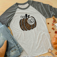 Leopard Pumpkin Monogram Raglan Tee