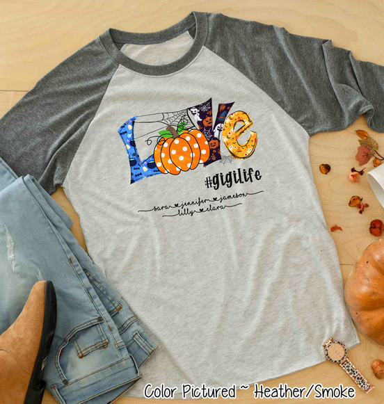 Love #YourLife Halloween Personalized Raglan T-Shirt ~ Customize text