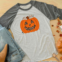 Leopard Pumpkin Halloween Raglan Tee
