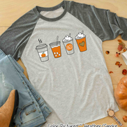Pumpkin Spice Latte Drink Monogram Raglan Tee