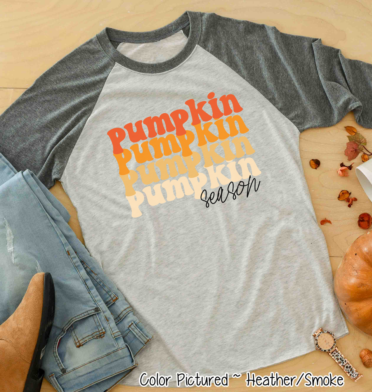 Stacked Pumpkin Season Raglan Tee