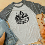 Monogram Zebra Print Fall Pumpkin Raglan Tee