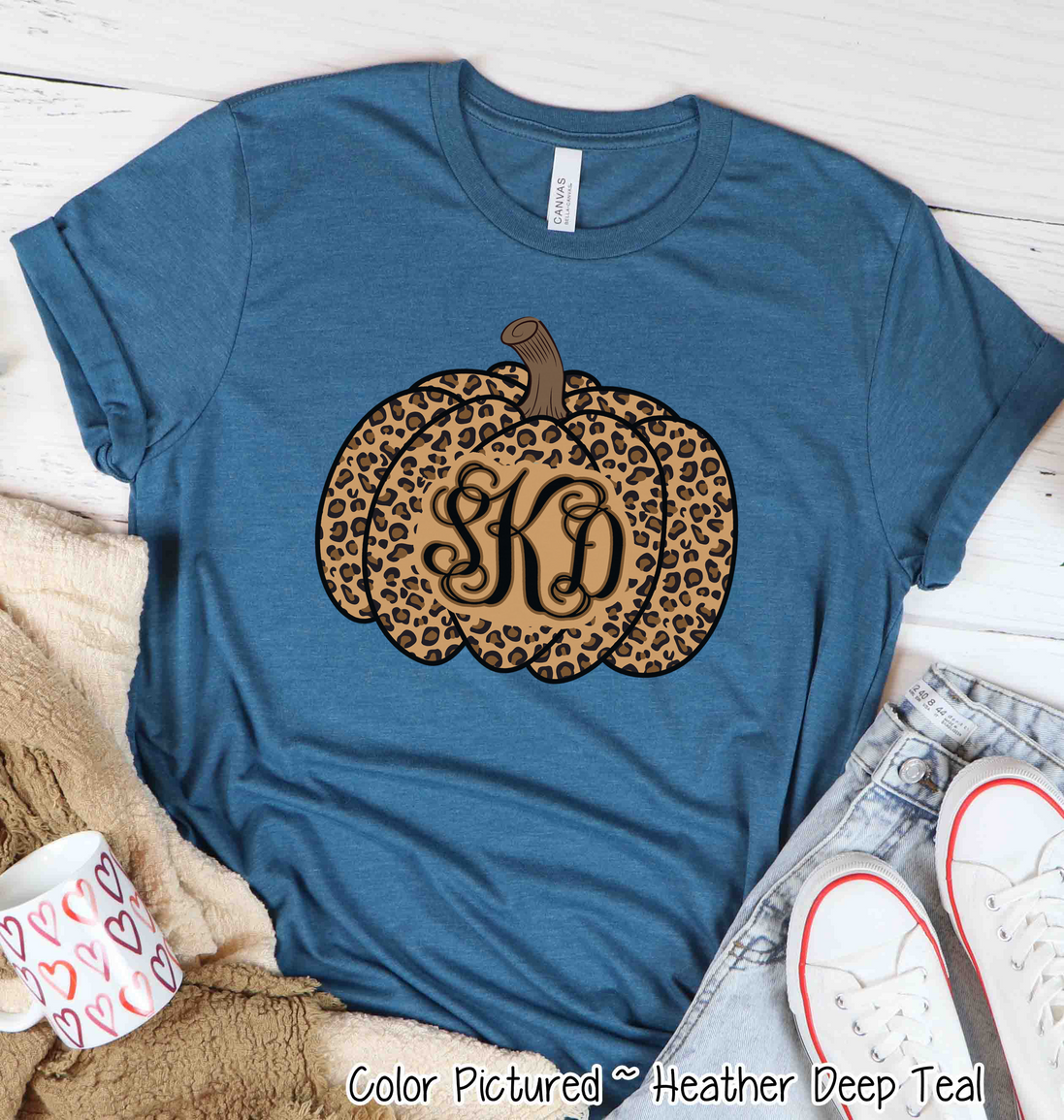 Leopard Monogram Pumpkin Fall Tee
