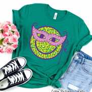 Masked Smiley Face Mardi Gras Tee