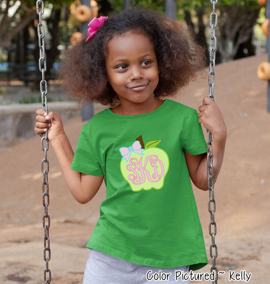 Monogram Cute Apple with Bow Tee