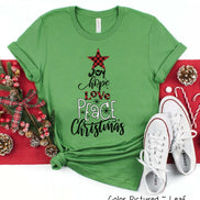 Peace Love Joy Word Art Christmas Tree Tee