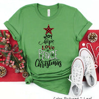 Peace Love Joy Word Art Christmas Tree Tee