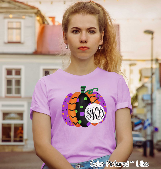 Monogrammed Colorful Halloween Pumpkin Shirt