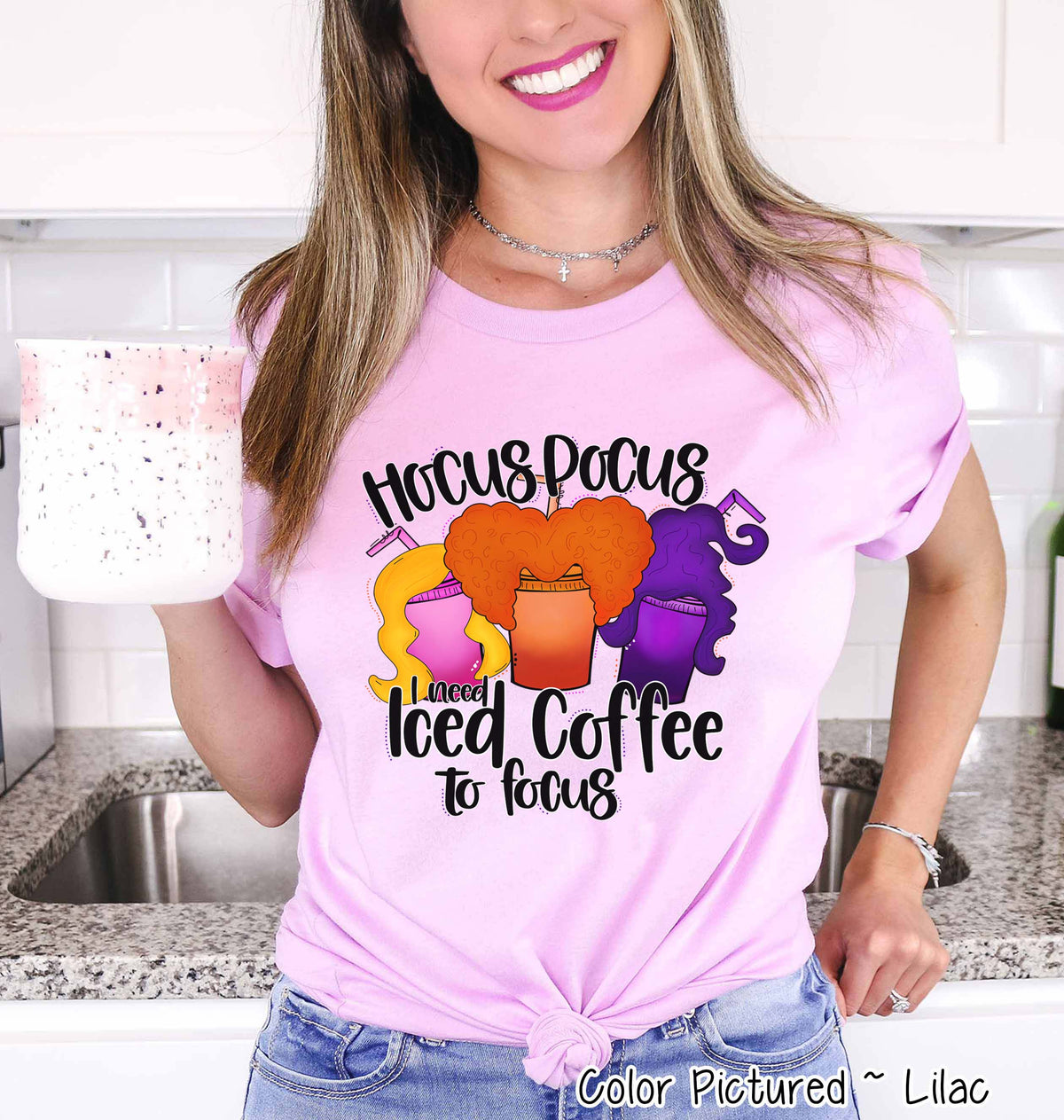 Hocus Pocus I Need Iced Coffee to Focus Halloween Tee