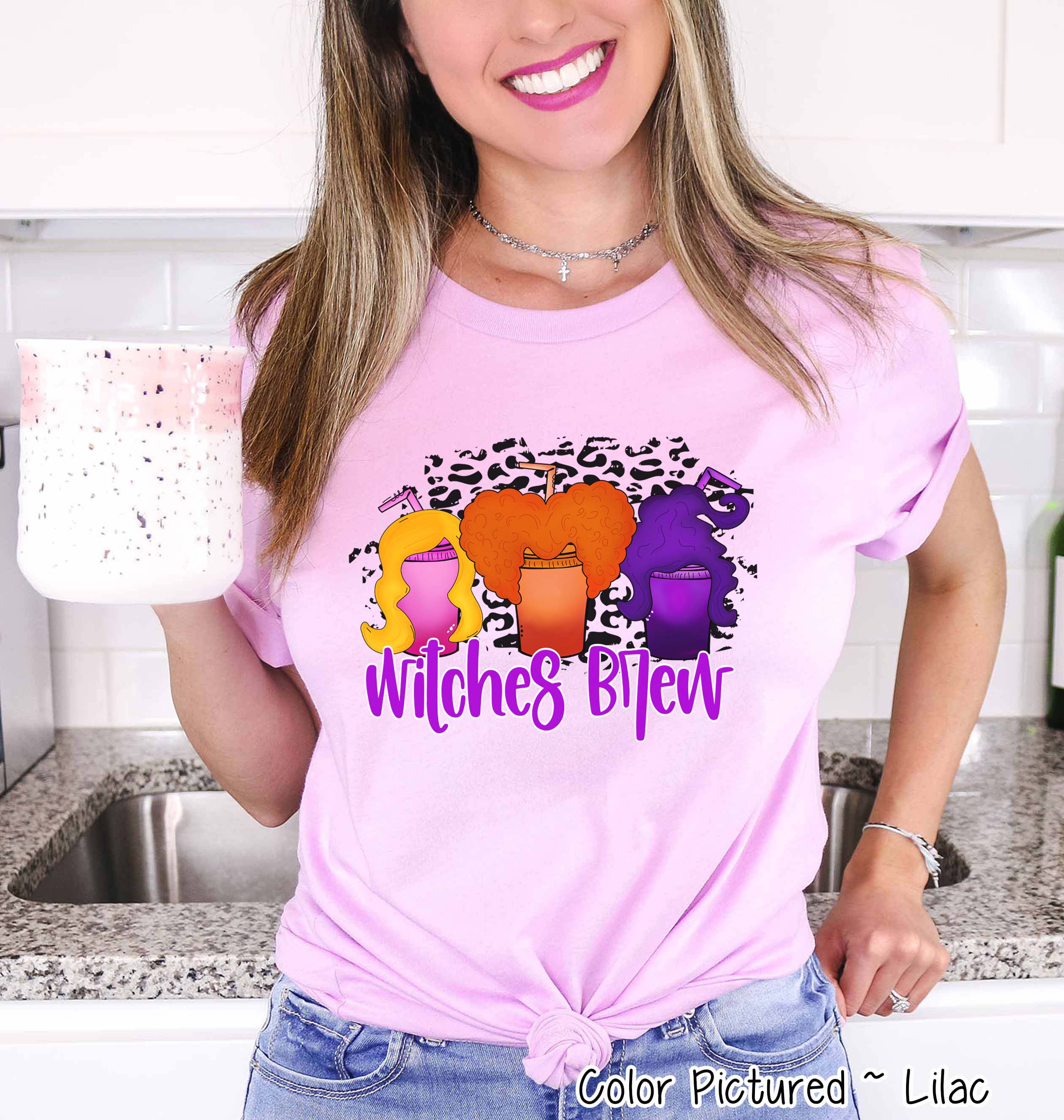 Hocus Pocus Witches Brew Coffee Leopard Halloween Tee