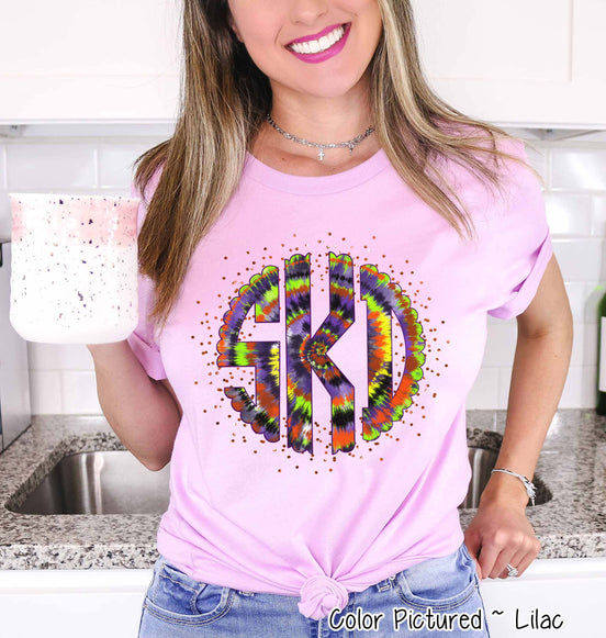 Big Monogram Tie Die Halloween Tee