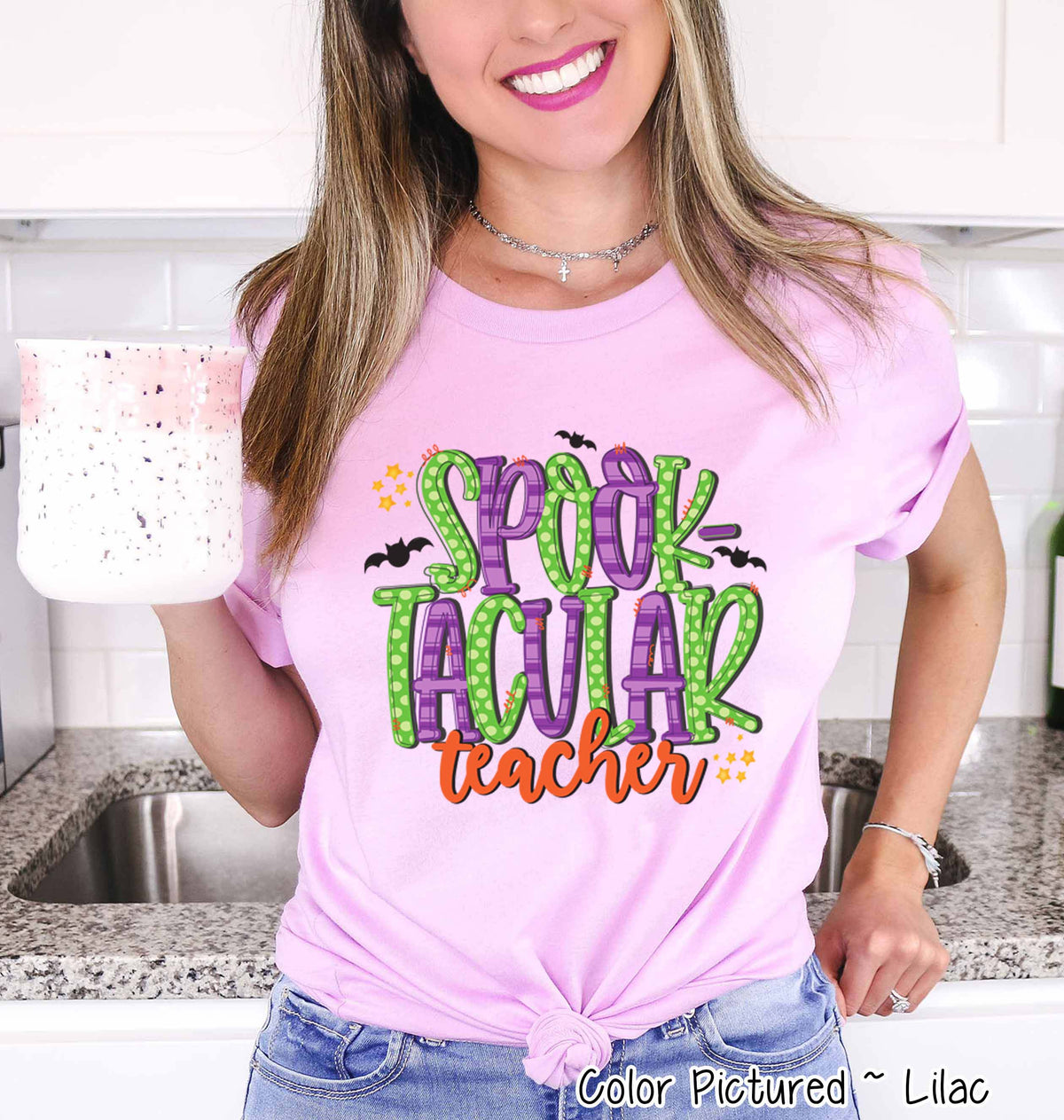 Spooktacular Teacher Doodle Letters Halloween Tee