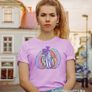 Purple Watercolor Monogram Pumpkin Tee