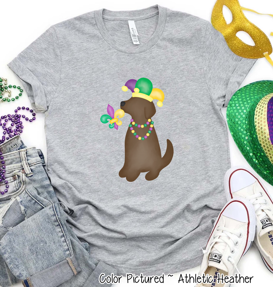 Brown Lab Mardi Gras Tee