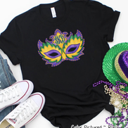 Monogram Watercolor Mardi Gras Mask Tee