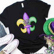 Monogram Fleur De Lis Mardi Gras Tee