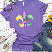 Monogram Fleur De Lis Mardi Gras Tee