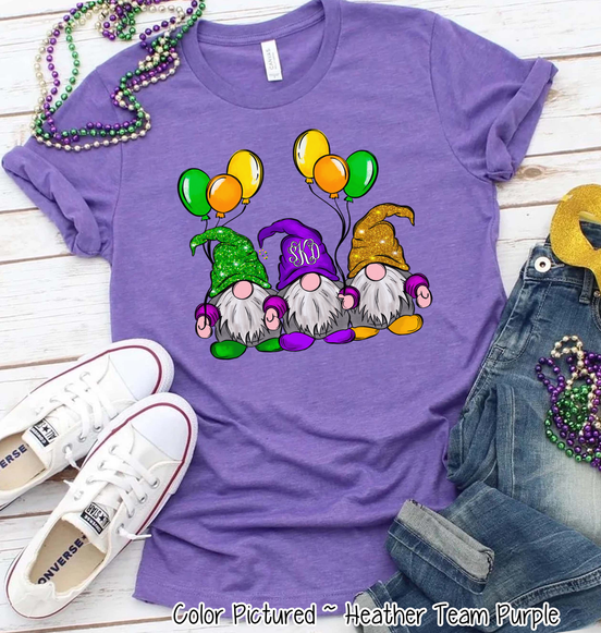 Monogram Gnomes Mardi Gras Tee
