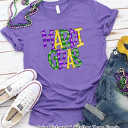 Mardi Gras Doodle Letters Tee