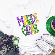 Mardi Gras Doodle Letters Tee